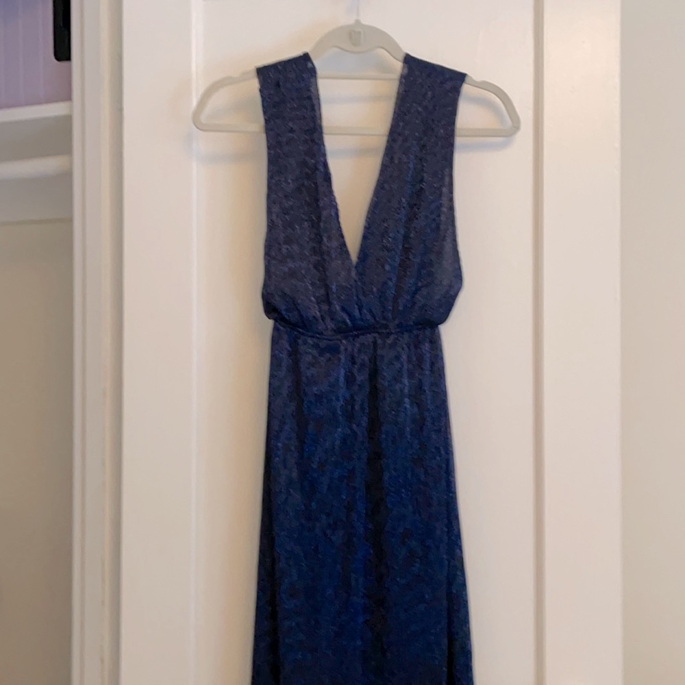 Zara Shimmery Navy Blue Halter Maxi Dress